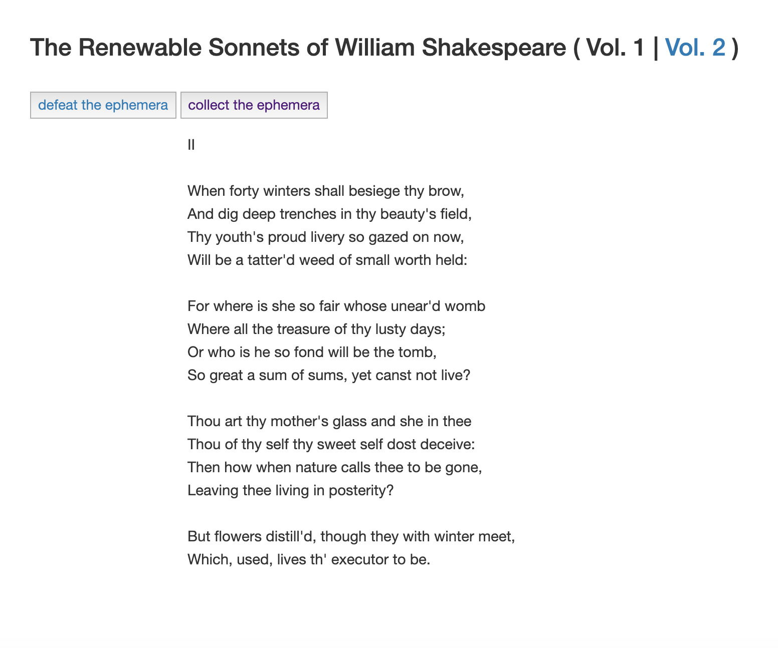 The Renewable Sonnets of William Shakespeare